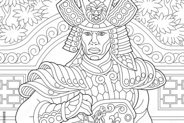 Animated samurai for coloring