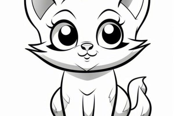 Anime cat family coloring page