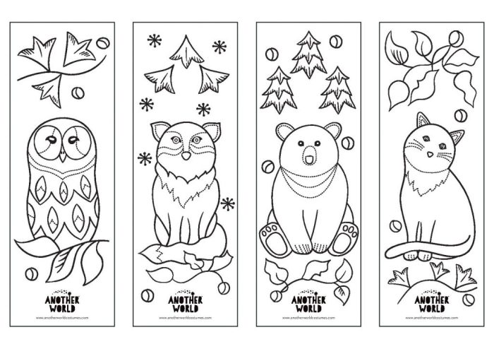 Coloring sheets bookmarks of animals