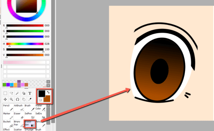 Anime eye coloring tutorial sai