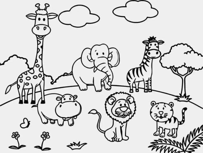 Cute zoo animals coloring pages