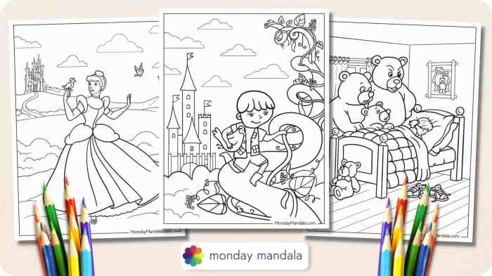 Fairy tale coloring book pages