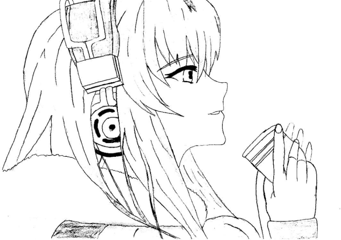 Anime coloring pages headphones