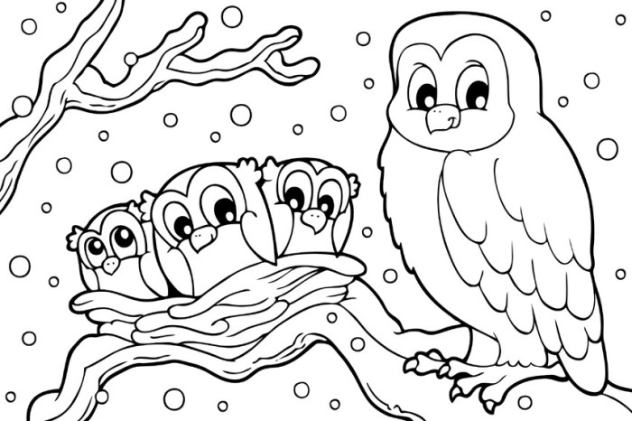 Free coloring pages of winter animals