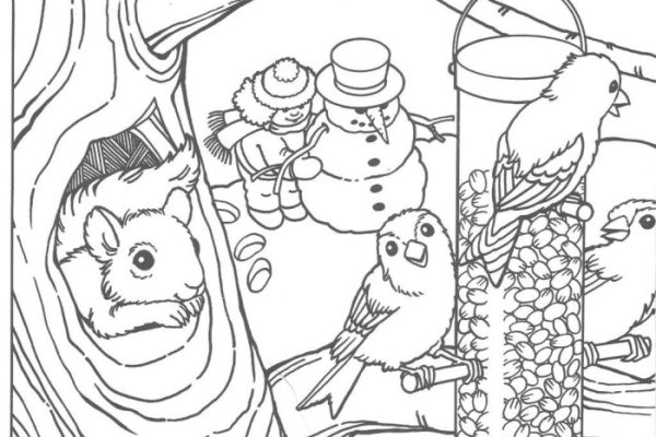 Winter animal coloring pages free