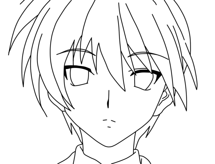 Anime child little boy coloring page