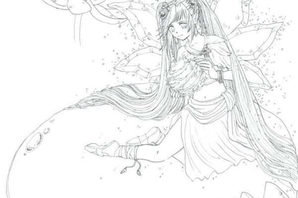 Anime fairy black and white coloring pages