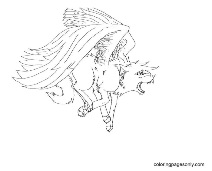 Animated wolf with wings coloring pictures