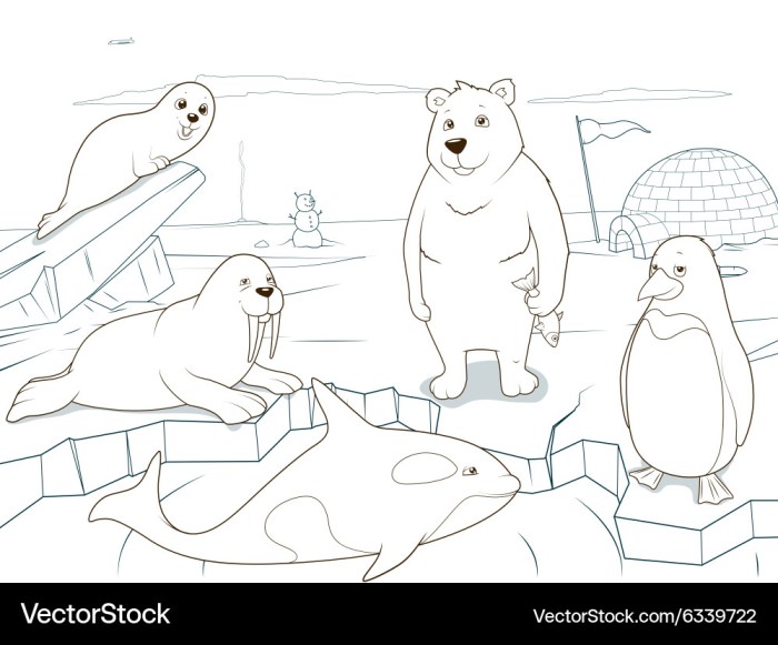 Dad animal north pole christmas coloring pages