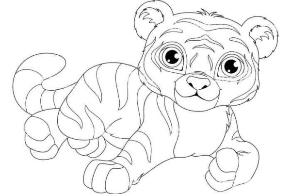 Animated baby tiger coloring picture