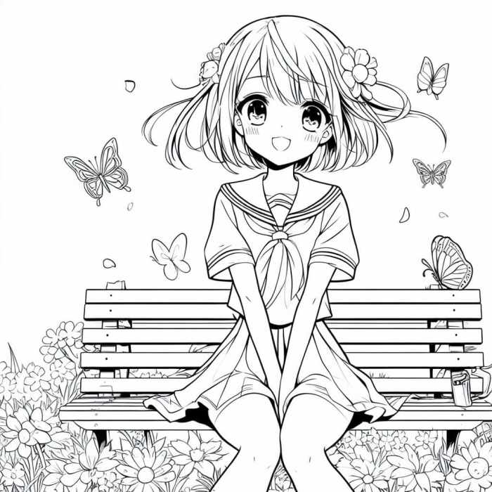 Anime coloring page printable