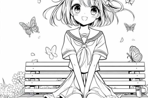 Cute anime coloring page