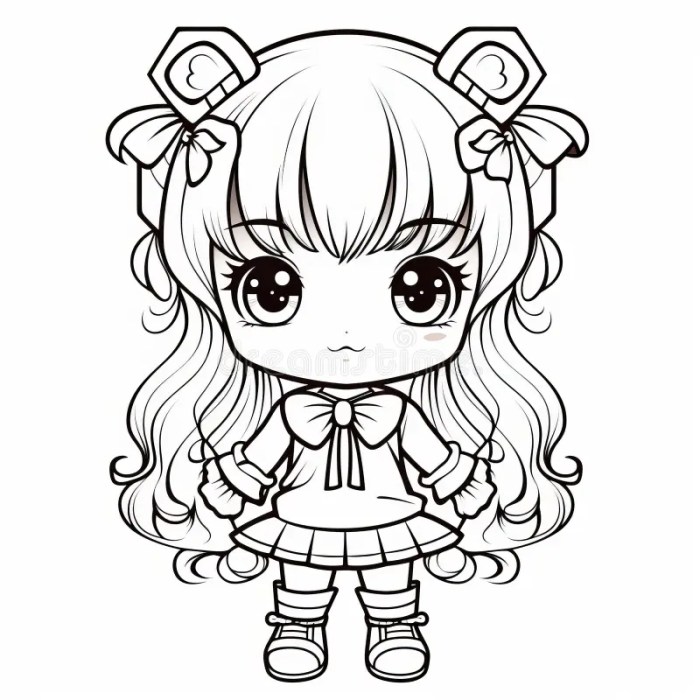 Anime coloring pages chibi female