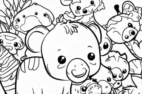 Cute zoo animals coloring pages