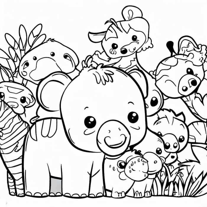 Cute zoo animals coloring pages