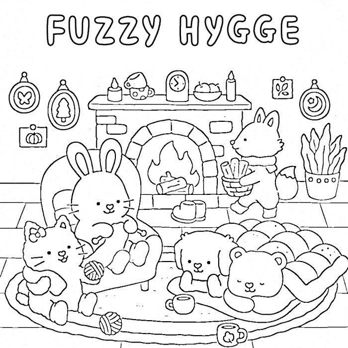 Fuzzy hygge coloring book