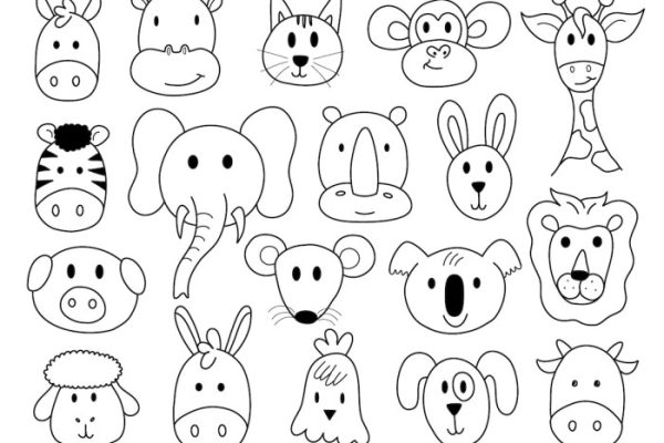 Animal face coloring pages