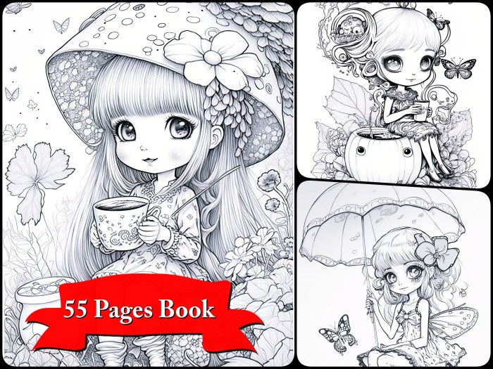 Animated glitter coloring book - anime manga