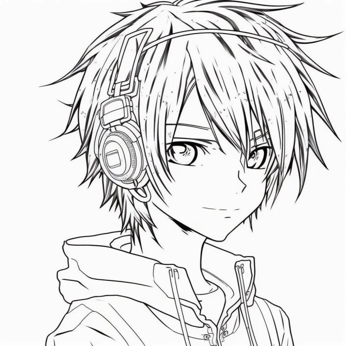 Anime child little boy coloring page