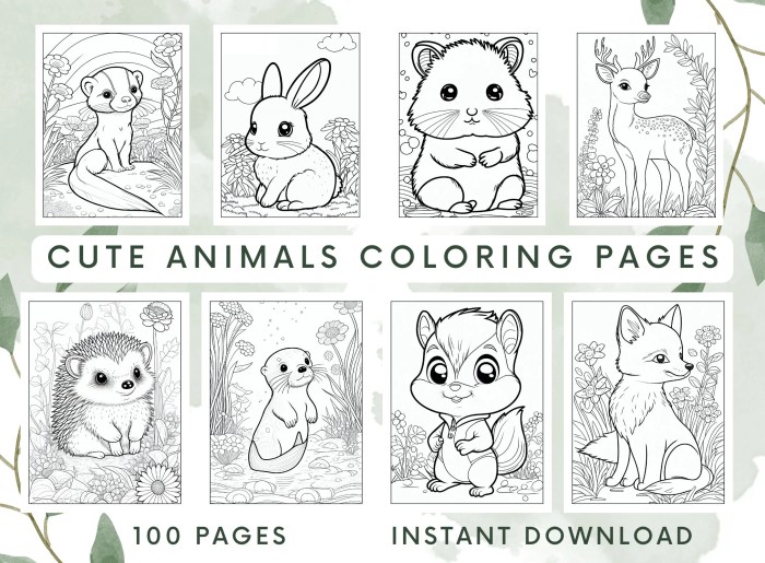 Cute coloring pages for kids animals