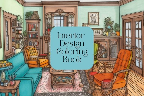 Interior design coloring book