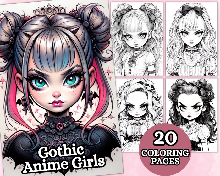 Anime goth girls coloring page