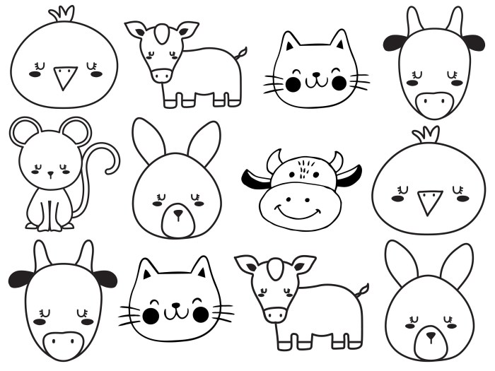 Animal face coloring pages