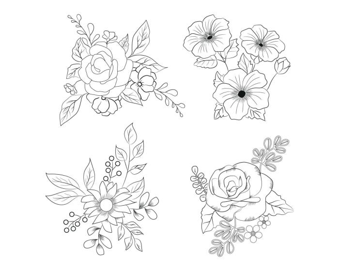 Animated flower outlines for coloring