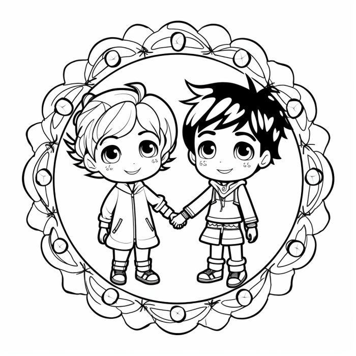 Anime coloring pages couple couples cute print chibi discover ideas