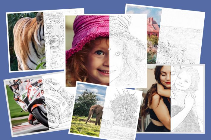 Make coloring book pages from photos