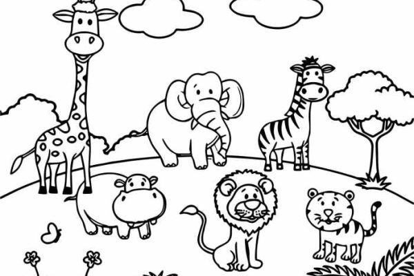 Jungle animal coloring page