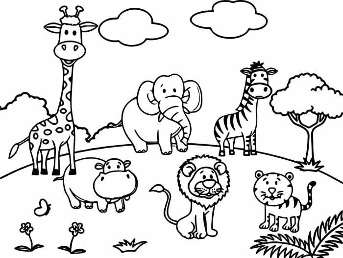 Jungle animal coloring page