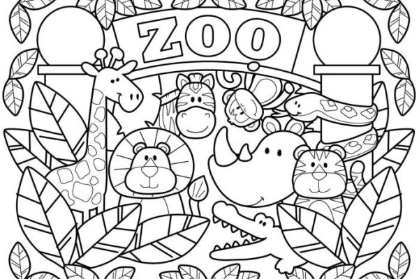 Coloring page for kids zoo animals