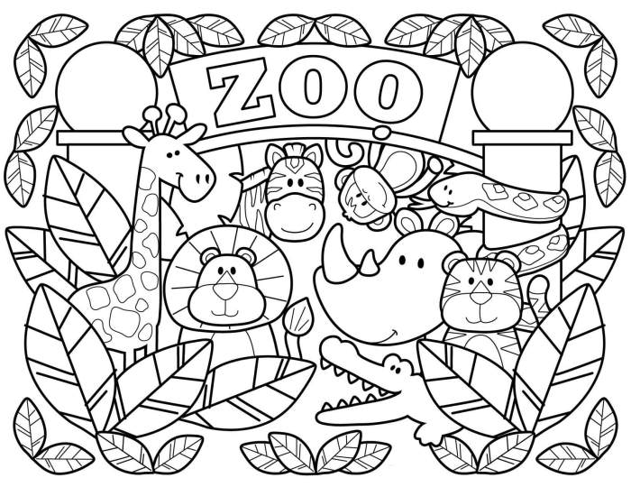 Coloring page for kids zoo animals