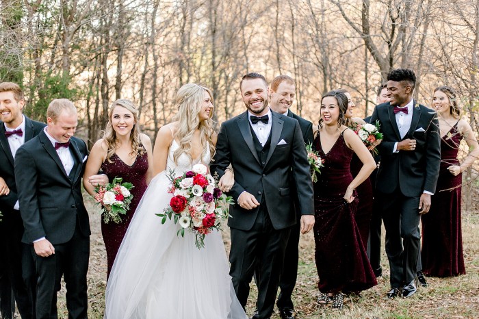 Black and burgundy wedding dress