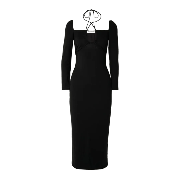 Long sleeve black tie wedding guest dress