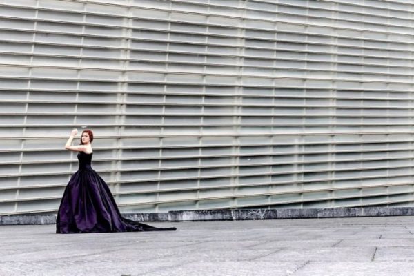 Gothic Purple and Black Wedding Dress